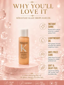 Kérastase Elixir Ultime Rose Hair Oil, 15ml Sample, 3pcs, Shiny & Smooth, Long-Lasting Frizz Control, Designed For Dry/Frizzy Hair - Glazed Rose Hair Oil 15ml - View 6