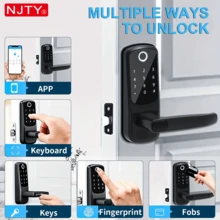 NJTY Smart Door Lock TT Lock Smart Door Lock WIFI Card APP Unlock Keyless Entry Fingerprint Door Lock With Keypad Digital Door Lock With Handle Suitable For Home Rental Office Hotel 4 AA Batteries Powered (Batteries Not Included) - Multicolor - View 7