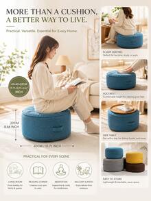 1pc 40cm Large Size Soft Comfortable Cotton Floor Cushion, Non-Slip Durable Round Floor Mat, Japanese Minimalist Style Round Zabuton Cushion, Exquisite Pleated Texture Design With 5cm Thick Padding Support, Essential For Sitting, Resting, Meditation, Yoga, Living Room, Bedroom Home Decor - Multicolor - View 6