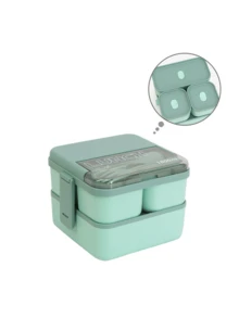 4pcs/1 pieza Caja Bento Estilo Macaron Minimalista de unicolor (Opcional Juego de 4pcs o Paquete Individual) - Hecha de Material PP, Incluye Juego de Tenedor y Cuchara Integrados, Apta para Microondas, Refrigerador, Congelador y Lavavajillas - Multicolor - Ver 16