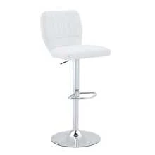 360° Swivel Bar Stool, Height Adjustable From 62 To 83 Cm, With Backrest And Footrest, Ergonomic, In White Imitation Leather, Supporting Up To 136 Kg, Finish. - Silver - View 6