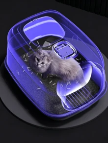 1pc Fully Enclosed Drawer-Style Litter Boxes Available In Multiple Colors, Featuring Leak-Proof Design, Deodorizing Function And Easy Disassembly For Cleaning; Top-Entry Cat Toilet Supplies. - one-size - View 9