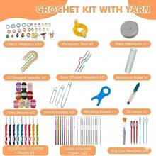 Complete Crochet Kit For Beginners And Crafters, Adult Travel Set With Knitting Needles And Yarn, All-In-One Crochet Kit Including Exquisite Women's Handbag, 31-Piece Full Crochet Set, 10 Bundles Of Yarn, Crochet Supplies And Full Range Of Crochet Accessories, Suitable For All Users - C-Multicolor Set - View 9