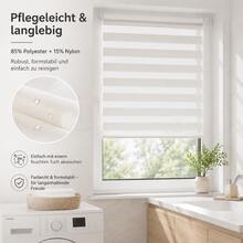 CELESTA 1 Stück No-Drill Zebra-Rollo, doppellagiges Tag-Nacht-Fensterrollo ohne Strom, leicht zu montieren, stilvoller Sichtschutz für Büro, Küche, Schlafzimmer und Zuhause - 85*140cm (Stoffbreite=81cm) - Übersicht 4