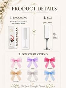 1pc/2pcs Personalized Wedding Champagne Glasses, Customized Name Crystal Wine Glass Set, 175ml 6oz With Optional Bow, Engraved Toasting Glasses - Multiple Stemmed Glasses 1 - View 5