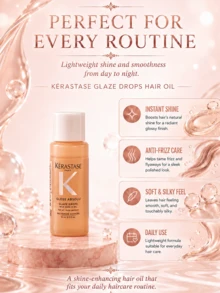 Kérastase Elixir Ultime Rose Hair Oil, 15ml Sample, 3pcs, Shiny & Smooth, Long-Lasting Frizz Control, Designed For Dry/Frizzy Hair - Glazed Rose Hair Oil 15ml - View 9