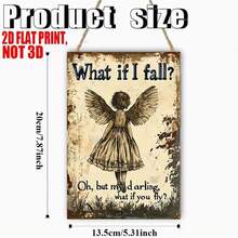 2D Flat Vintage Wooden Wall Art Plaque, Angel Design With Inspirational Quote, Rustic Distressed Finish, Pre-Drilled Holes For Easy Hanging, Durable Indoor/Outdoor Decor, Suitable For Home, Office, Garden, Street, Angel Art - Multicolor - View 3