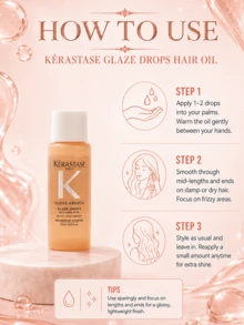 Kérastase Elixir Ultime Rose Hair Oil, 15ml Sample, 3pcs, Shiny & Smooth, Long-Lasting Frizz Control, Designed For Dry/Frizzy Hair - Glazed Rose Hair Oil 15ml - View 10