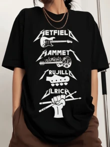 Metallicass Band Members Typography PNG Printable T-Shirt Design James Hetfield Lars Ulrich Kirk Robert - 黑色 - 查看 1