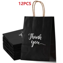 12個白色禮物袋，印有「Thank You」字樣，8.6英吋可重複使用亮面派對禮物袋，適用於聖誕節、生日、嬰兒派對、婚禮和購物 - 查看 14