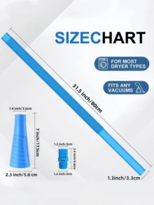 Third-Gen Extendable Vacuum Extension Hose Made Of Sturdy Plastic. Flexible Stretchable Tube Reaches Tight Corners To Remove Lint & Debris, Compatible With Most Vacuums As Household Cleaning Accessory. - الأزرق - مشاهدة 3