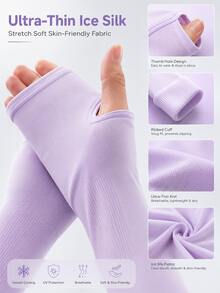 Cool And Refreshing Sun Protection Arm Sleeves With Finger Holes, High Elasticity, Breathable And UV Protection, Suitable For Driving, Cycling And Outdoor Sun Protection - A - View 3