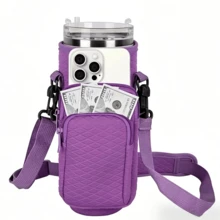 40oz Insulated Tumbler Waterproof Nylon Carrying Bag, With Crossbody Strap, Phone Pocket And Detachable Shoulder Strap, Adjustable Strap Length, Suitable For Fitness And Travel - Multicolor - View 4