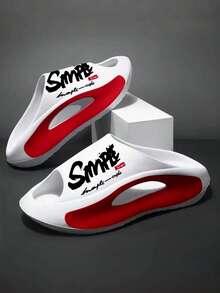 TIKP New Halloween EVA Thick Sole Non-Slip Soft Bottom Comfortable Open Toe Slides Men's Home Slippers - White and Red SMPLE - View 3