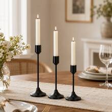 12/6/3PCS French Gold/Black/Faux Gold Candle Holder Set, Suitable For Pillar And Conical Candles, Suitable For Home, Wedding, Party, Anniversary Decoration - Multicolor - View 8