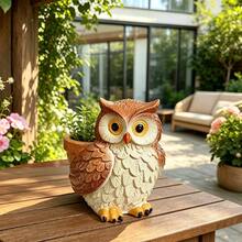 Rustic Textured Owl Statue Planter, Vintage Resin Flower Container For Indoor Desk Balcony Green Plant Decor, Unique Housewarming Gift - A3881 Owl - View 1