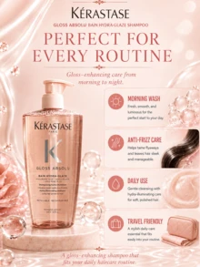 Kérastase GLOSS ABSOLU BAIN HYDRA GLAZE 洗髮精 500ml/16.91 Fl Oz -溫和保濕修護，100小時柔軟亮澤觸感，先進雙重鎖水技術，165%內層補水，161%外層光澤增強，添加玻尿酸與野玫瑰精油，改善乾燥毛躁髮質，柑橘花香調，適合長髮毛躁乾髮 - 卡詩釉光玫瑰洗髮精 - 查看 10