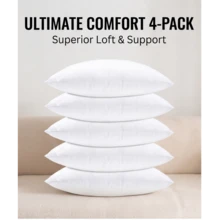 4 Pack 18x18 Inch Pillow Inserts, Fluffy Polyester Filled White Cushion Inserts, Square Throw Pillow Inner For Sofa Couch Bed Chair - 18x18 Inches (45x45cm) - View 2
