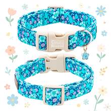 Bobo Rainbow Dog Collar, Spring/Summer Blue Floral Pet Collar, Wildflower Daisy Adjustable Pendant Collar With Lightweight Quick-Release Plastic Buckle, Suitable For Dogs - Mint Blue - View 5