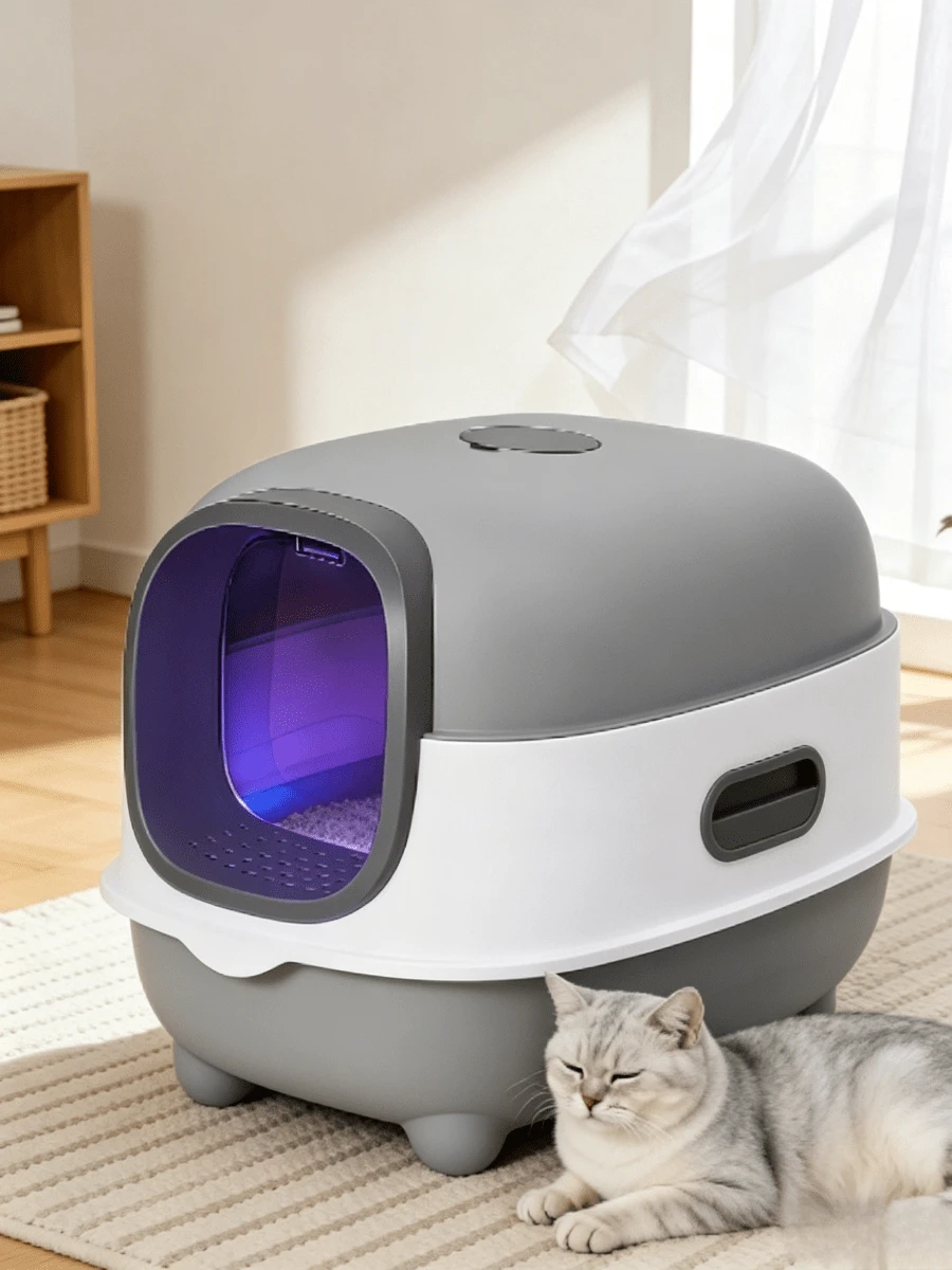 1pc Fully Enclosed Drawer-Style Litter Boxes Available In Multiple Colors, Featuring Leak-Proof Design, Deodorizing Function And Easy Disassembly For Cleaning; Top-Entry Cat Toilet Supplies. - one-size - View 1