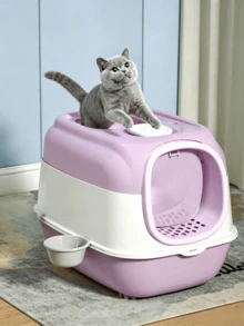 1pc Fully Enclosed Drawer-Style Litter Boxes Available In Multiple Colors, Featuring Leak-Proof Design, Deodorizing Function And Easy Disassembly For Cleaning; Top-Entry Cat Toilet Supplies. - one-size - View 4