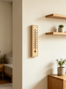 12uds Termómetro de pared de madera doble escala °C y °F, termómetro ambiental para interior hogar invernadero(20*3.8*0.7cm) - termómetro de madera - Ver 1