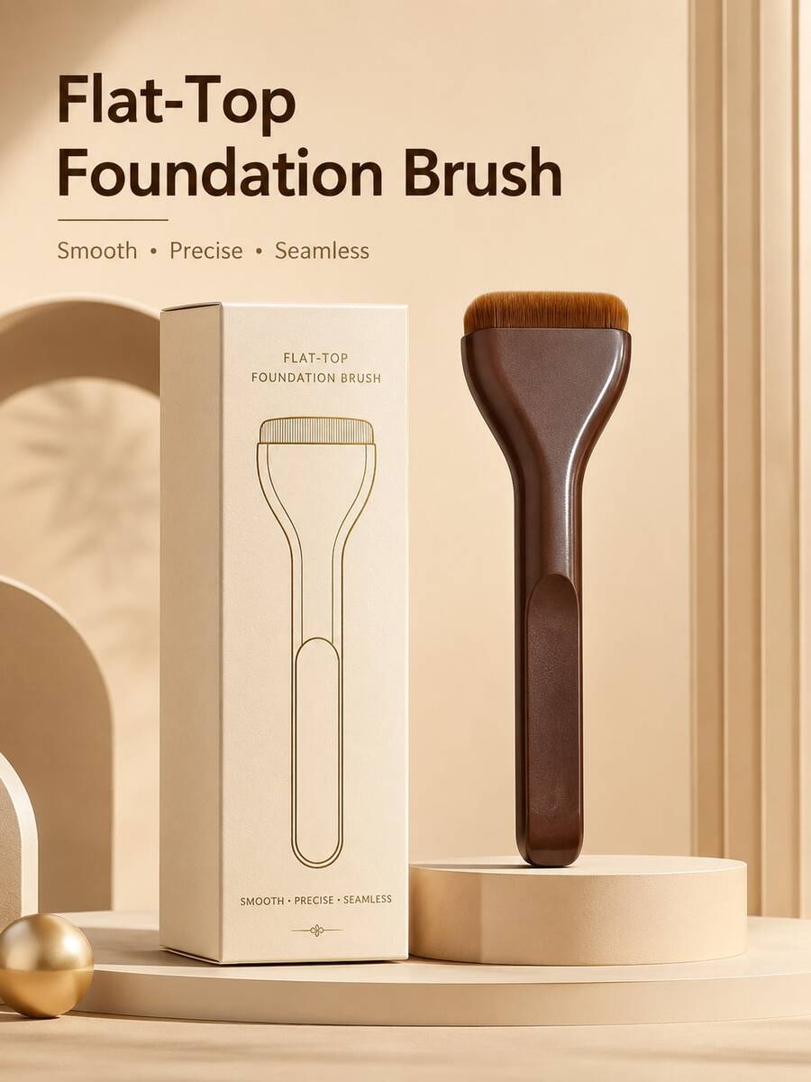 1 Stück neuer zungenförmiger Foundation-Pinsel, ultradünne nahtlose Foundation, asymmetrisches gebogenes Fächerdesign, nahtlose Anwendung, hochdichte PBT Bio-Active Faserborsten, weich und perfekt, minimalistischer Luxusstil. Professioneller Make-up-Pinsel geeignet für flüssige und cremige Foundation, unverzichtbares Werkzeug für den täglichen Gebrauch und Anfänger im Make-up. Inklusive Geschenk. - Verschiedenfarbig - Übersicht 1