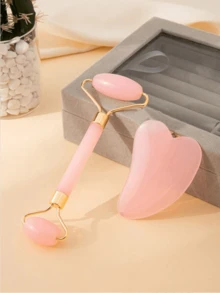 2 Peças Conjunto de Ferramentas de Massagem Facial Gua Sha: 1 Rolo de Massagem de Cabeça Dupla, 1 Placa Gua Sha em Formato de Coração, Massagem Facial para Reduzir o Inchaço, Acalmar e Levantar a Pele, Irradiar Brilho, Produto de Cuidados com a Pele de Beleza, Spa, Autocuidado, Ferramenta de Cuidados com a Pele, Ace Care - Multicolorido - Visão 9