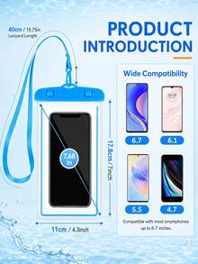5/3pcs Waterproof Phone Pouch, Waterproof Bag, Travel Essential, Universal Waterproof Phone Bag, Air Cushion Waterproof Phone Case, 1/2/3/4/5pcs Set, With Lanyard Waterproof Phone Case, Suitable For IPhone 15/14/13/12/11 Pro Max, Waterproof Phone Case For Swimming Underwater, Beach Dry Bag, Sports Bag, Leisure Travel, Vacation, Summer Swimming Bag, Holiday Supplies, Beach Accessories, Pool Floats - Multicolor - View 6