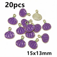 20 piezas de dijes de esmalte con forma de verduras, colgantes de chile, tomate, patata, maíz, zanahoria, dijes de comida, accesorios y hallazgos para hacer joyas DIY - verdura - Ver 10