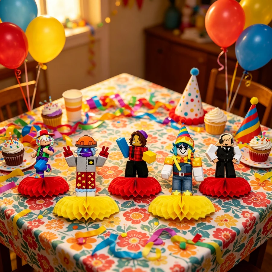 5pcs ROBLOX Paper Game Theme Honeycomb Decorations, Theme Decor Supplies Game Birthday Room Decor Table Decor Room Decor Tabletop Centerpiece - Roblo Boy Honeycomb - View 1