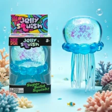 1pc NeeDoh Jelly Squeeze Glitter Jellyfish Soft Silicone Toy - NeeDoh Super Squeeze Sensory Stress Relief Toy, Suitable For All Ages, People With Autism, Office Workers, Students, Ideal Holiday Gift, Small Cute Fun Gift, - 藍色 - 查看 1