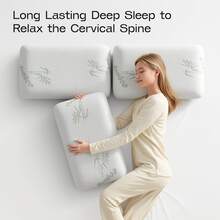 1 buah Bantal Busa Memori – Bantal Tidur Ortopedi Berbentuk Roti untuk Penopang Leher, Bantal Leher Ergonomis untuk Tidur Miring, Telentang & Tengkurap, Ukuran Standar dengan Sarung yang Dapat Dilepas dan Dicuci - Hijau Pastel - View 6