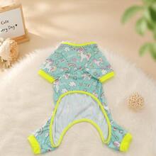 1pc Rainbow Unicorn Print Pet Dog / Skin-Friendly Elastic Home Wear / Soft High-Stretch Daily Comfortable Four-Legged Outfit / Suitable For Medium And Large Size Pet Dogs - Mint Blue - View 13