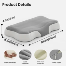 1 buah Bantal Leher Busa Memori untuk Tidur, Bantal Serviks Ergonomis untuk Tempat Tidur, Busa Memori dengan Daya Pantul Lambat untuk Tidur Nyaman, Cocok untuk Semua Posisi Tidur, Sarung Pendingin yang Dapat Dilepas dan Dicuci - Grey - View 2