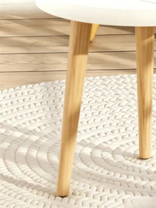 1 pièce Table de chevet rotative ronde, table en bois massif à trois pieds du sol au plafond, petite table basse de rangement à côté du lit de la chambre. - Blanc - Voir 6