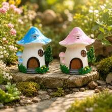 1個/2個/4個 藍色/粉色/紅色蘑菇樹脂花園小屋手工裝飾品，花園裝飾或居家桌面裝飾 - 彩色 - 查看 17