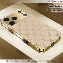 HoBa case 1pc Gold Rim Gold Pattern Tempered Glass Phone Case, Compatible With IPhone 17 Pro Max, Compatible With 16 Pro Max, 15 Pro Max, 14 Pro Max, Korean Style Fashionable Fun Phone Case, Compatible With IPhone 11/12/13/14/15/16 Pro Max Plus, Elegant Design Unisex, Ideal Gift For Girlfriend On Easter, Spring Or Birthday - Mixed Color 2 - View 1