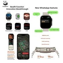 PANDA Reloj Inteligente Ultra 4 Unisex, Pantalla Táctil de 2.2" a Color, IP68 Resistente al Agua & al Sudor para Natación, Llamada Bluetooth, Esfera de Reloj Personalizada por IA, Múltiples Modos Deportivos, Compatible con Sistemas Android e iOS - Dorado - Ver 6