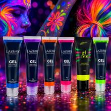 Gel Para Pintura Maquiagem Artística Corpo Cabelo E Rosto 30g Multiuso Festas Carnaval Cores Neon - Azul Neon - Visão 4