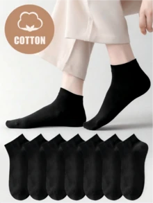 1/5/7/10/20 Pairs Minimalist Basic Men's Ankle Socks. Soft And Lightweight Full-Coverage Low-Cut Ankle Socks, Women's Over-The-Knee Socks And Men's Mid-Calf Socks, Suitable For Sports, Home And Casual. Business Casual Unisex Knee-High Socks And Socks, Black - Black - View 1