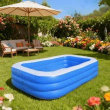Family Inflatable Rectangular Pool, Durable PVC Outdoor Backyard Pool For Family Gatherings, Summer Parties, And Garden Leisure(305*183cm) - 305x183cm - View 5