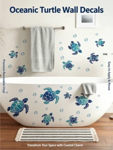 1 Piece Of Underwater World Ocean Animal Self-Adhesive Wall Sticker, Sea Turtle Bubbles / Party Sea Creatures / Mermaid Style, Removable Waterproof PVC Sticker For Living Room, Bedroom, Bathroom DIY Wall Decoration - Wall Stickers - View 3