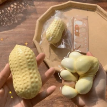 1PC Peanut Stress Ball Squeeze Toy, Soft And Squishy Butter-Like Texture Fingertip Toy, ASMR Sensory Stress Relief Toy, Suitable For Adults, Birthday Gift, Holiday Gift, Perfect Gift [Flour Filled] - Multicolor - View 9