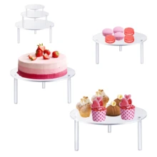 Decorative Dessert Table Round Cake Stand Acrylic Display Rack Birthday Wedding Crystal Ornament Transparent Display Stand - White - View 2