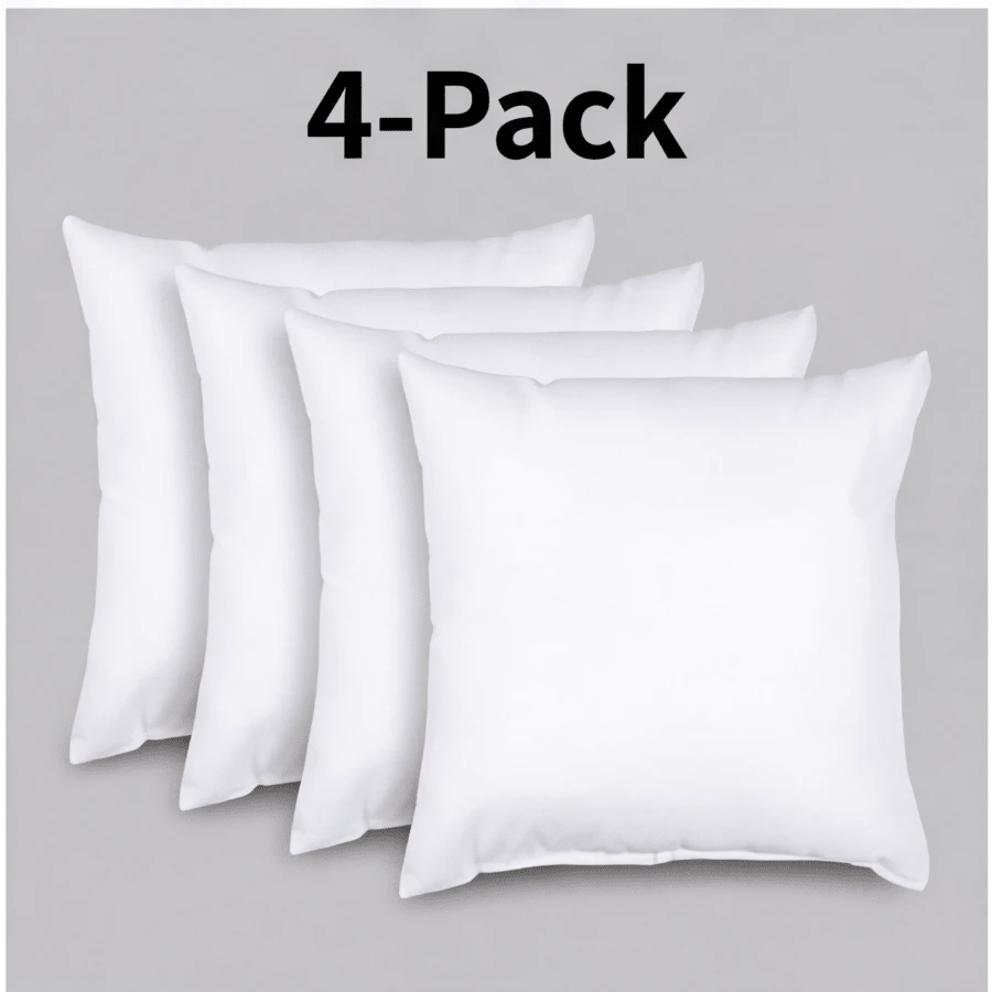4 Pack 18x18 Inch Pillow Inserts, Fluffy Polyester Filled White Cushion Inserts, Square Throw Pillow Inner For Sofa Couch Bed Chair - 18x18 Inches (45x45cm) - View 1