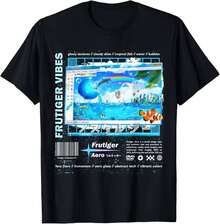 100% Cotton Women's Black T-Shirt With Retro Aero Ocean Graphic Print, Casual Streetwear Top - 黑色 - 查看 1
