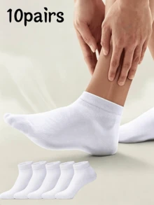 OBOVAY 5雙白色低筒透氣夏季男士船襪，旅行度假必備薄款棉質隱形襪 - 白色 - 查看 13