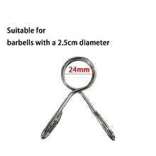 4 piezas Clips de fijación para discos de pesas con resorte de torsión, diámetro interno de 24 mm, adecuados para mancuernas de 25 mm de grosor, resorte de presión con 2 bucles, accesorios de fitness electrochapados - Retenedor de discos para barra de 24 mm - Ver 2