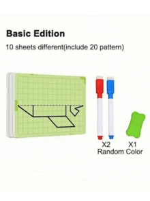 10pcs Reusable Cartoon Grid Symmetrical Drawing Cards, Pen Control Art Training Set, Portable Educational Activity Supplies - Multicolor - View 2